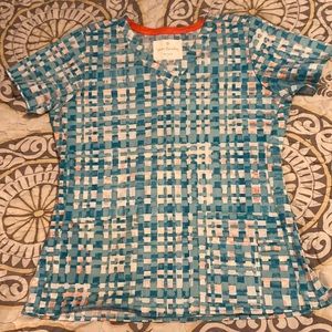 Vera Bradley Patterned Scrub Medical Top Size Small Orange Blue
